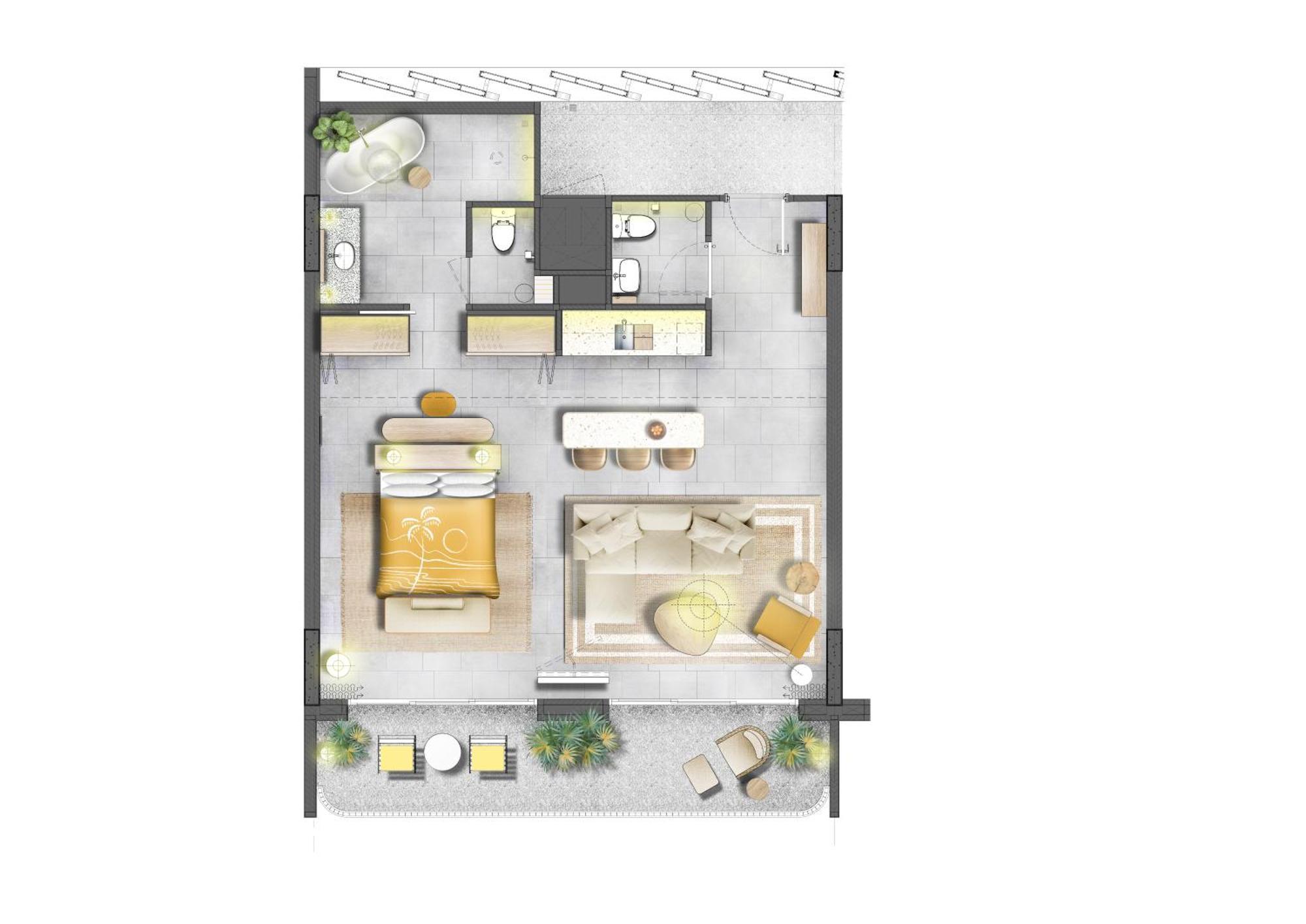 Hotel The Standard, HHQ Camera foto A floor plan of a typical apartment